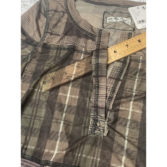 Free People We the Free Back To Business Tee Blouse Top Sheer Ruffle Medium Brow - Picture 14 of 15